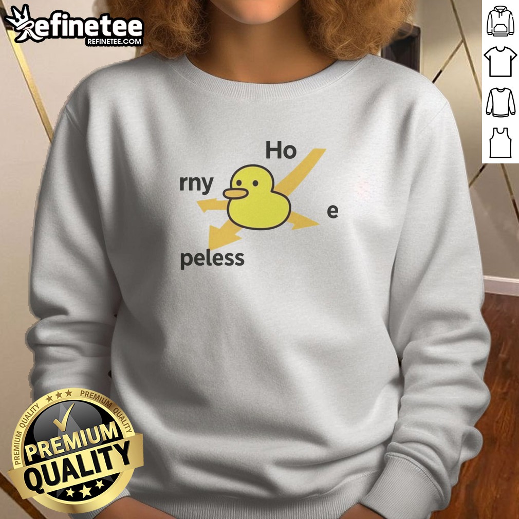 hot-ho-rny-peless-duck-sweatshirt Hot Ho Rny Peless Duck sweatshirt in vibrant colors displayed on a cozy pullover