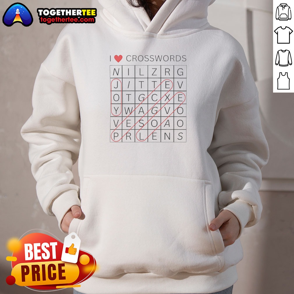 Hot I Love Crosswords Joy Peace Love Hoodie Hot I Love Crosswords Joy Peace Love Hoodie in cozy fabric with colorful text design on front