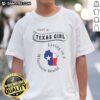 Hot Just A Texas Girl Living In A Wisconsin World Texas Map Shape Shirt showing graphic text and map design on a casual short sleeve shirt