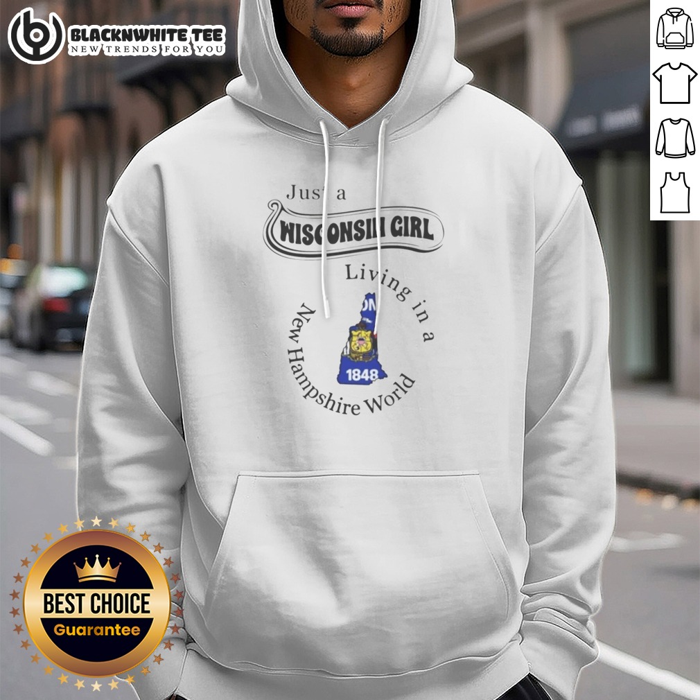 hot-just-a-wisconsin-girl-living-in-a-new-hampshire-world-1848-hoodie Hot Just A Wisconsin Girl Living In A New Hampshire World 1848 Hoodie in charcoal gray, cozy pullover with bold white text