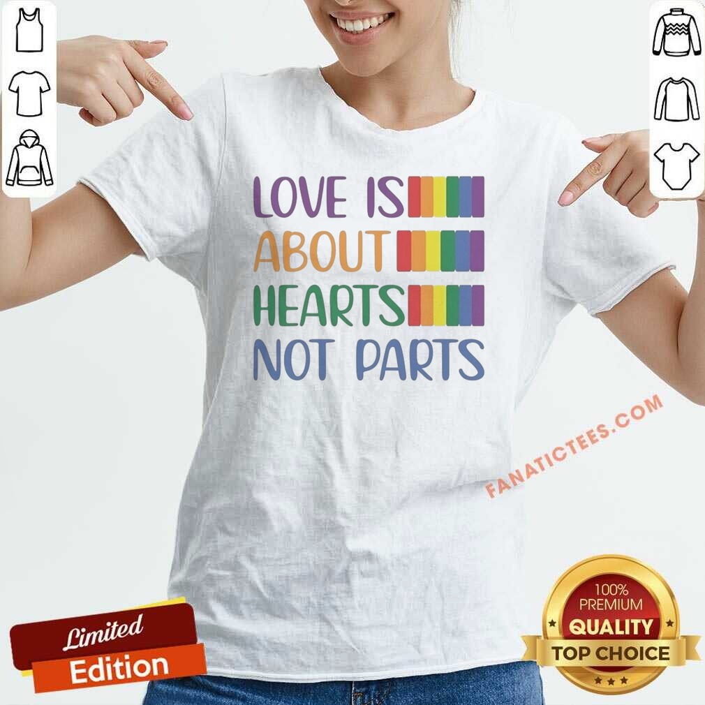 hot-love-is-about-hearts-not-parts-pride-month-v-neck-optimized Hot Love Is About Hearts Not Parts Pride Month v neck optimized, featuring a vibrant design celebrating love and pride.