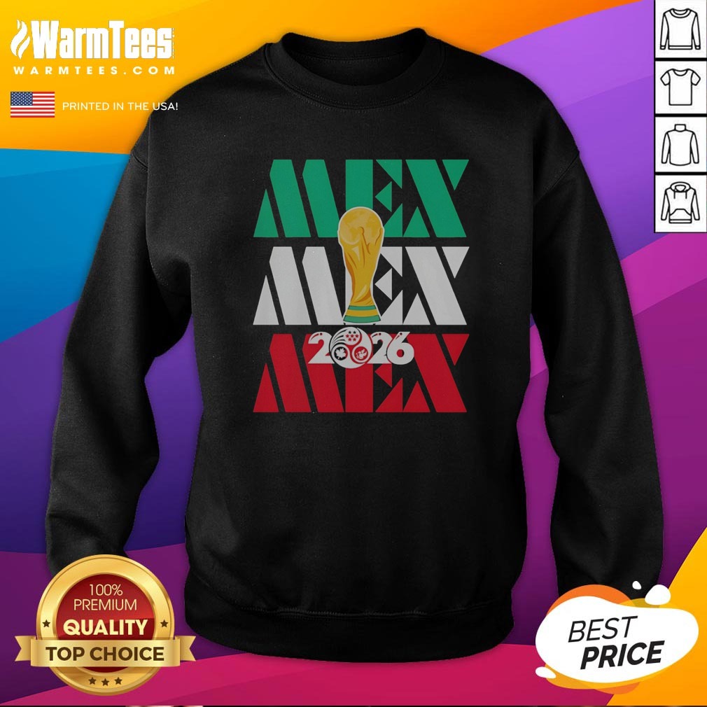 hot-mexico-2026-world-cup-fifa-football-soccer-trophy-logoshirt-sweatshirt Hot Mexico 2026 World Cup FIFA Football Soccer Trophy Logoshirt sweatshirt in black, front view