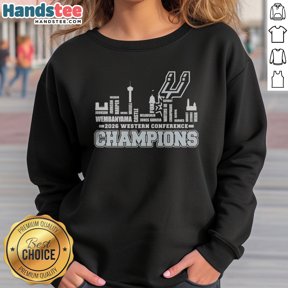 hot-san-antonio-spurs-2026-western-conference-champions-wembanyama-vassell-castle-sweatshirt Hot San Antonio Spurs 2026 Western Conference Champions Wembanyama Vassell Castle sweatshirt featuring team graphics