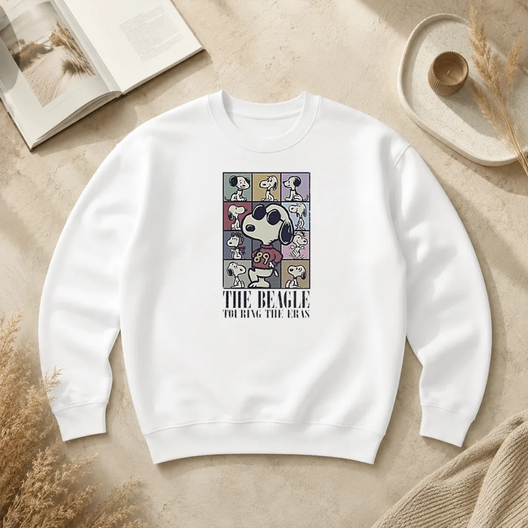 Hot Snoopy Peanuts The Beagle Touring The Eras Cartoon Sweater Hot Snoopy Peanuts The Beagle Touring The Eras Cartoon Sweater