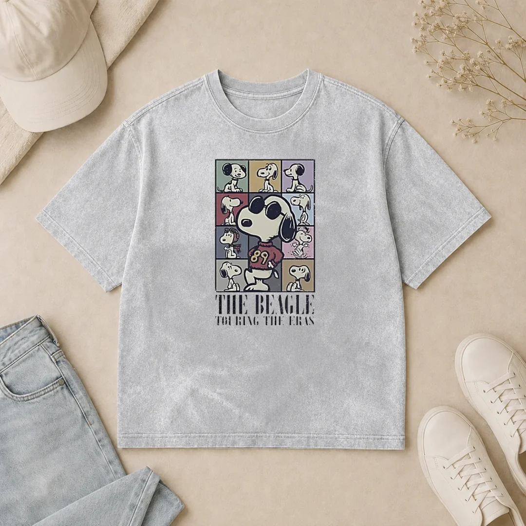 Hot Snoopy Peanuts The Beagle Touring The Eras Cartoon Washed T Shirt Hot Snoopy Peanuts The Beagle Touring The Eras Cartoon Washed T-Shirt