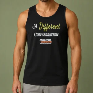 Pretty A Different Conversation Collectin And Connectin Tank Top in white, sleeveless casual wear with bold text design