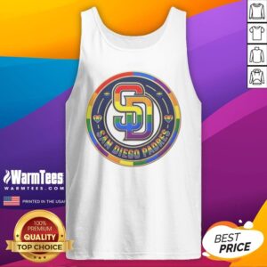 Awesome San Diego Padres Pride MLB Logo tank top featuring vibrant colors and team branding.