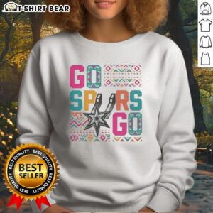 Pretty San Antonio Spurs Go Spurs Go Logo Basketball Team NBA Graphic Sweatshirt displayed on a neutral background.