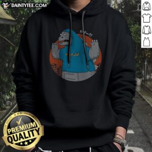 Nice Kaijuholio Hoodie displayed in a cozy setting, showcasing its unique design and vibrant colors.