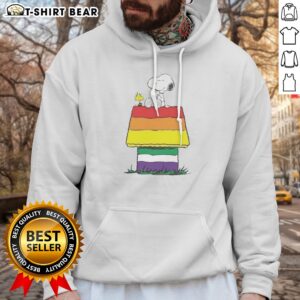 Original Snoopy Peanuts Happy Pride Month Hoodie featuring vibrant colors and playful design.