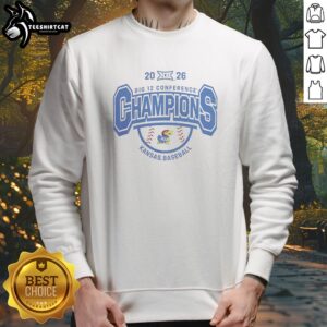 Premium Kansas Jayhawks Baseball Big 12 Conference Champions 20 XII 26 Sweatshirt displayed in a cozy setting