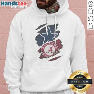Funny Dallas Cowboys Alabama Crimson Tide Ripped Design NFL NCAAF Hoodie showcasing a unique ripped graphic style.