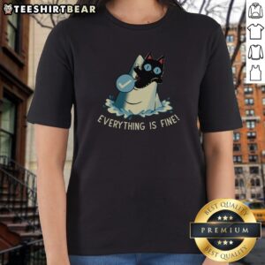 Top Everything Is Fine Shark Attack Cat Ladies Shirt featuring a playful cat design with a shark theme