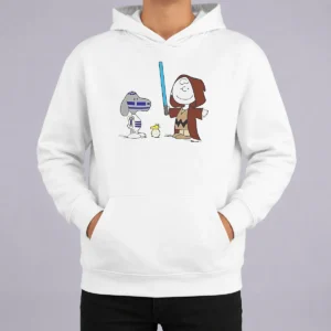 Pretty Charlie Brown Snoopy Woodstock Star Wars R2 D2 BB 8 Mashup Character Hoodie