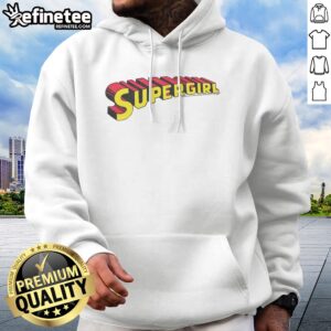 Pretty Supergirl Wordmark hoodie in vibrant colors showcasing a bold graphic design.