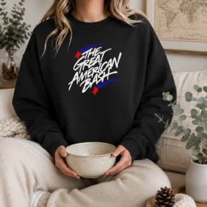 Top The Great American Bash WWE Wrestling Event Logo Sweater in black with bold event graphic on front