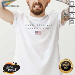Official Loves Jesus And America Too American Flag Design Graphic Cotton v neck optimized for casual wear