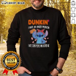 Pretty Stitch x Dunkin sweatshirt with 'I Have An Anger Problem' graphic, perfect for expressing frustration stylishly.