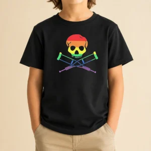 Good Rainbow Skull And Crutches Pride Symbol Disability Awareness Kids T-Shirt