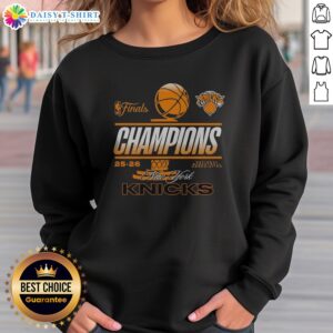 Awesome New York Knicks 2025 2026 Finals Champions National Basketball Association Team Sweashirt in classic blue with championship logo