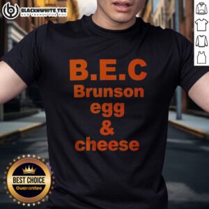 Hot Jalen Brunson New York Knicks B.E.C Brunson Egg And Cheese Shirt featuring vibrant graphics and a comfortable fit.