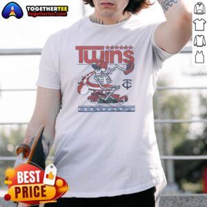 Good Minnesota Twins X Grateful Dead Skeleton Skateboard MLB Graphic Shirt featuring vibrant graphics