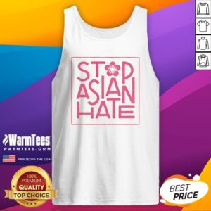 Original Stop Asian Hate With Pink Blossom Flower Sign Symbol Protest Activism Tank Top