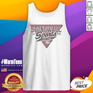 Top Stonewall Sports KC MO Est 2019 Badminton Logo tank top featuring a vibrant design