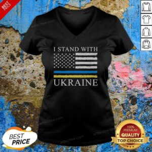 Premium United States America USA I Stand With Ukraine v neck optimized garment mockup image for online display