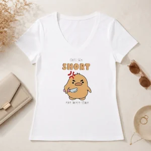 Good Angry Chick Call Me Short One More Time Kawaii V-Neck Shirt