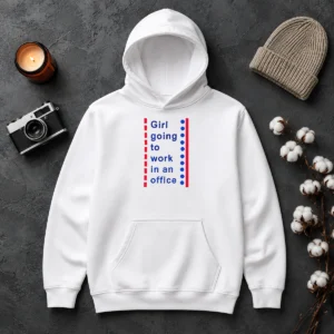 Good Girl Going To Work In An Office Minimalist Career Lifestyle Humor Hoodie in a light grey color with front pocket and drawstring hood
