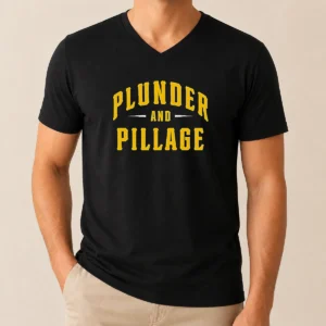 Official Plunder And Pillage Pittsburg PA Logo V-Neck Shirt