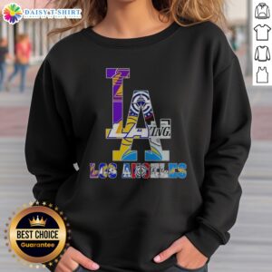 Pretty Los Angeles Sports Teams LA Logos Sweatshirt featuring vibrant team logos in a cozy design.
