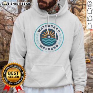 Hot Watershed Weekend June 11 14 Logo Sun Water Icon Nature Outdoors Minimalist Hoodie in vibrant colors