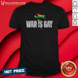 Top War Is Gay Pride Rainbow Jet Bomber shirt optimized for showcasing colorful pride design and fit