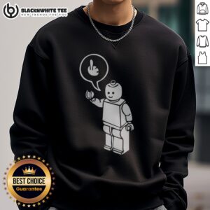 Good Lego Minifigure Man Giving The Middle Finger Sweatshirt featuring a playful design.