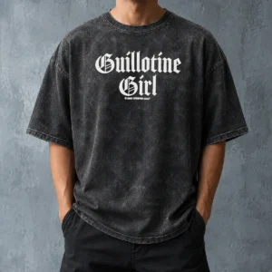 Awesome Guillotine Girl 2026 Creeper Cult Washed T Shirt featuring vintage washed cotton fabric and bold graphic print