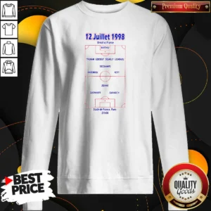 Top France 1998 World Cup Final Team 12 Juillet 1998 Stade De France Paris Sweatshirt