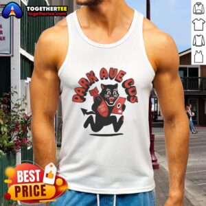 Alt Text: Original Black Cat Park Ave Cos Tank Top featuring a stylish design for casual wear and feline lovers.