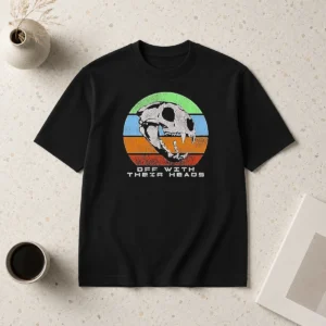 Hot Off With Their Heads The Crypt Denver CO t shirt in black, front view showing graphic print