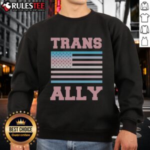 Good Pride USA Flag Trans Ally Sweatshirt featuring a vibrant design and comfortable fit.