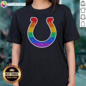 Top Indianapolis Colts Rainbow Horseshoe LGBTQ Pride Logo Football League Team Ladies Shirt with vibrant colors