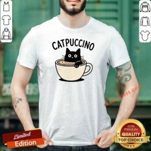 Hot Catpuccino shirt optimized for clear display on a fitted short-sleeve cotton tee