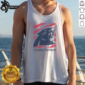 Funny Carolina Panthers American Heritage Wordmark Tank top featuring a vibrant graphic design.