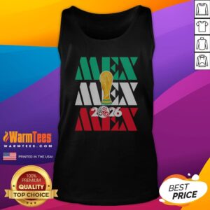 Hot Mexico 2026 World Cup FIFA Football Soccer Trophy Logoshirt tank top in white with bold trophy logo