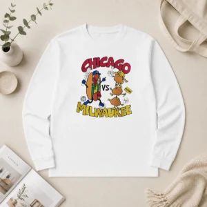 Pretty Chicago Cubs Vs Milwaukee Brewers Baseball Hot Dog Cheese Curds Long Sleeve Shirt
