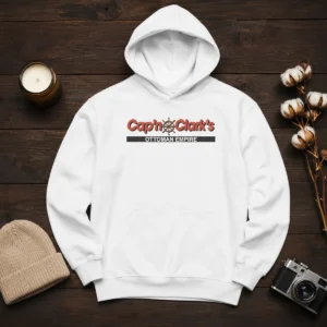 Original Cap'N Clark'S Ottoman Empire Hoodie in black with front pouch pocket and adjustable drawstring hood