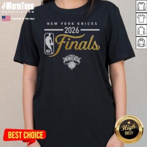 Funny New York Knicks 2026 Finals NBA ladies tee featuring a playful graphic design