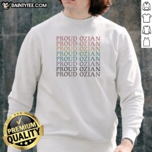 Pretty Proud Ozian Rainbow Multicolor Repeated Bold Text LGBTQ Wizard Of Oz Fan Sweatshirt
