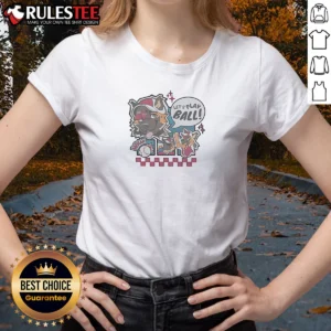Awesome Let'S Play Ball Cartoon Dog Ladies Shirt featuring playful dog graphic on comfortable cotton fabric
